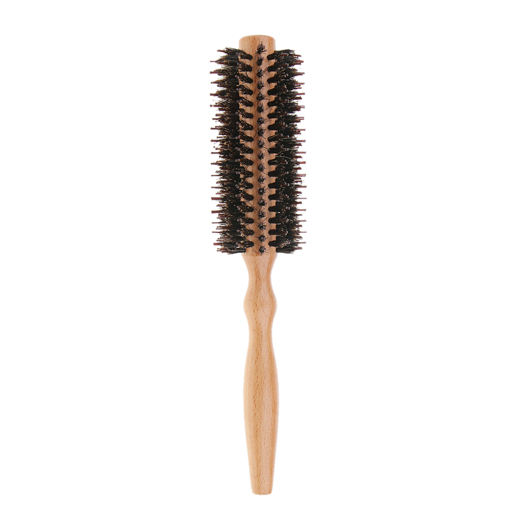 Round Brush Curling Hair Comb with Natural Wooden Handle Salon Hair Styling