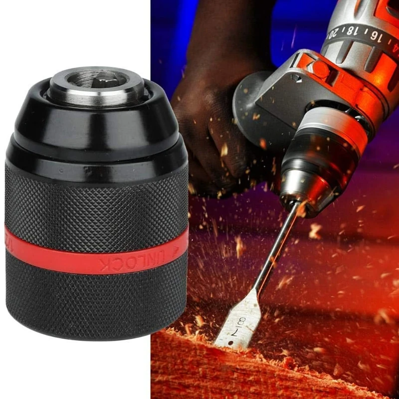 router woodworking Black+ Red Quick Change Adapter Keyless Drill Chuck Heavy Duty Gift for machinist Keyless Drill Chuck Black+ Red wood pellet maker