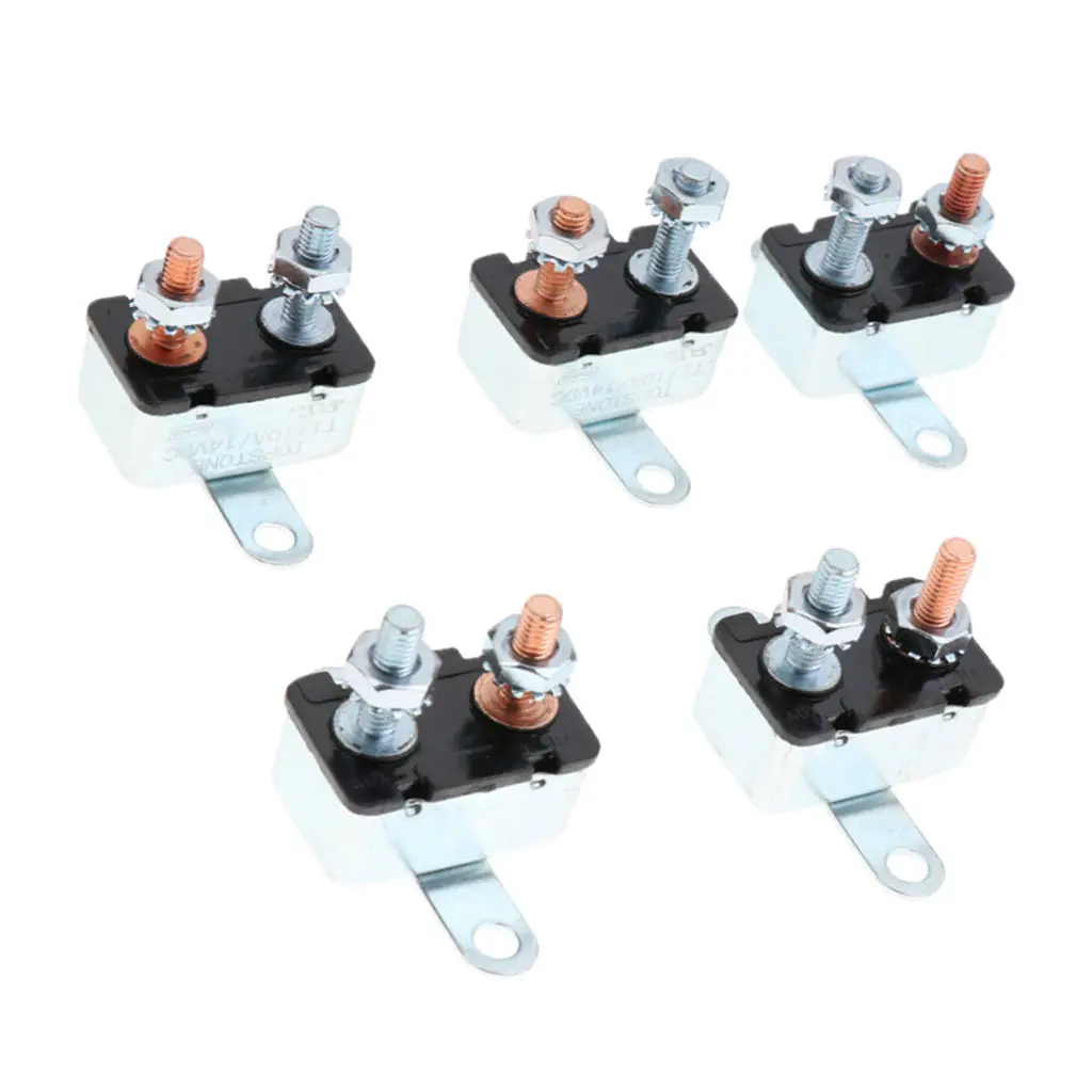 5x 10A Car Marine Auto Manual Inline Resettable Circuit Breaker Overload Protector 12V/24V