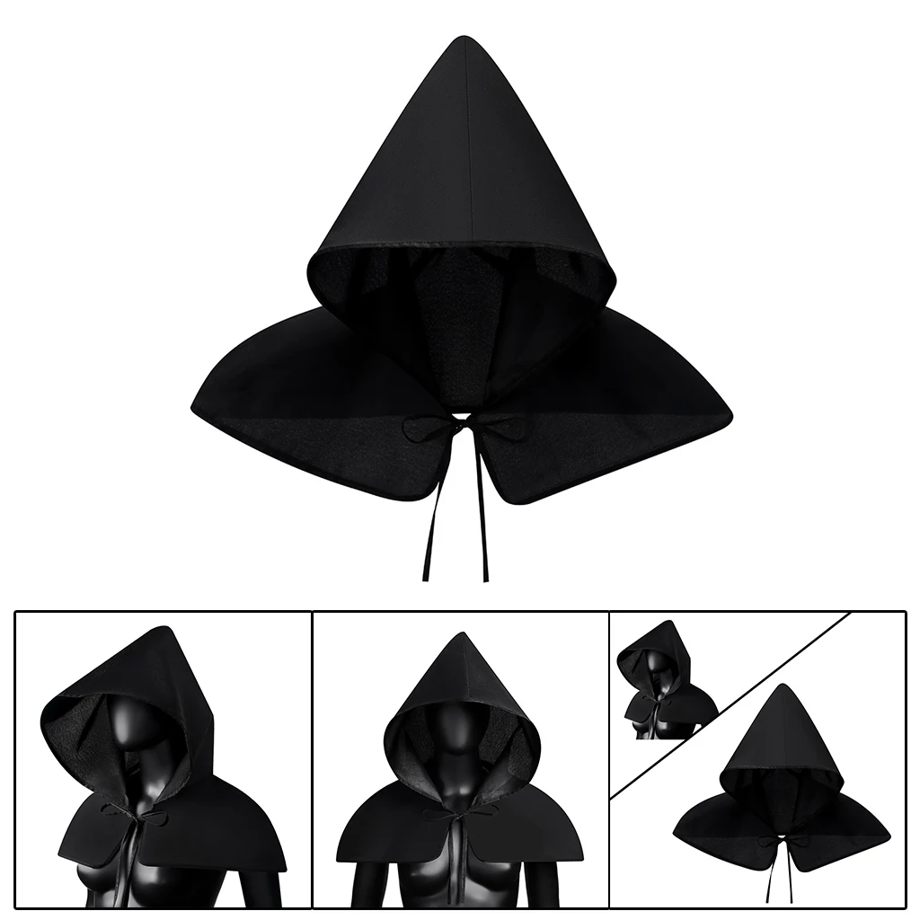 Grim Halloween Cowl Hood Unisex Cloak Neck Warmer Cosplay Costume Poncho Hat Outdoor Daily Wear for Men Women