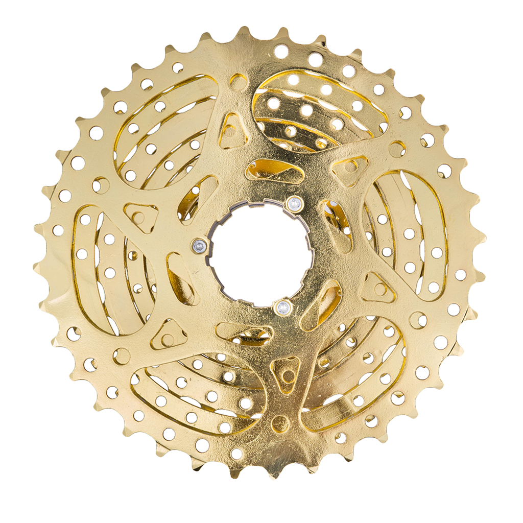 MTB Mountain Bike Cassette Freewheel (9 Speed, 11-36T) - Gold - Solid Construction
