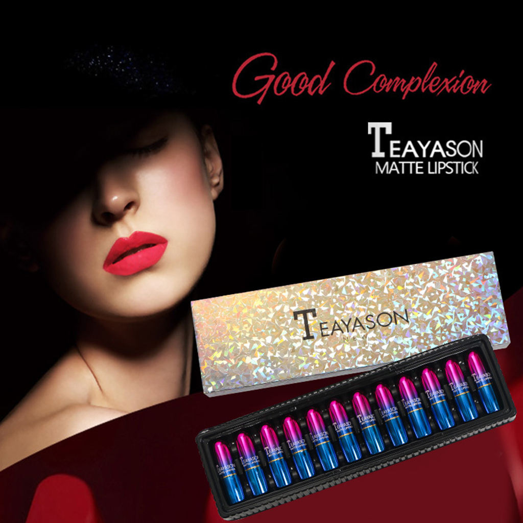 Set of 12 Colors Matte Lipgloss Bold Vivid Color Matte Lipgloss Set