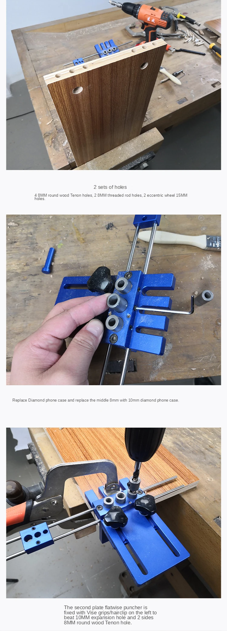 furos métricos do passador (6mm,8mm,10mm) marcenaria do woodworking