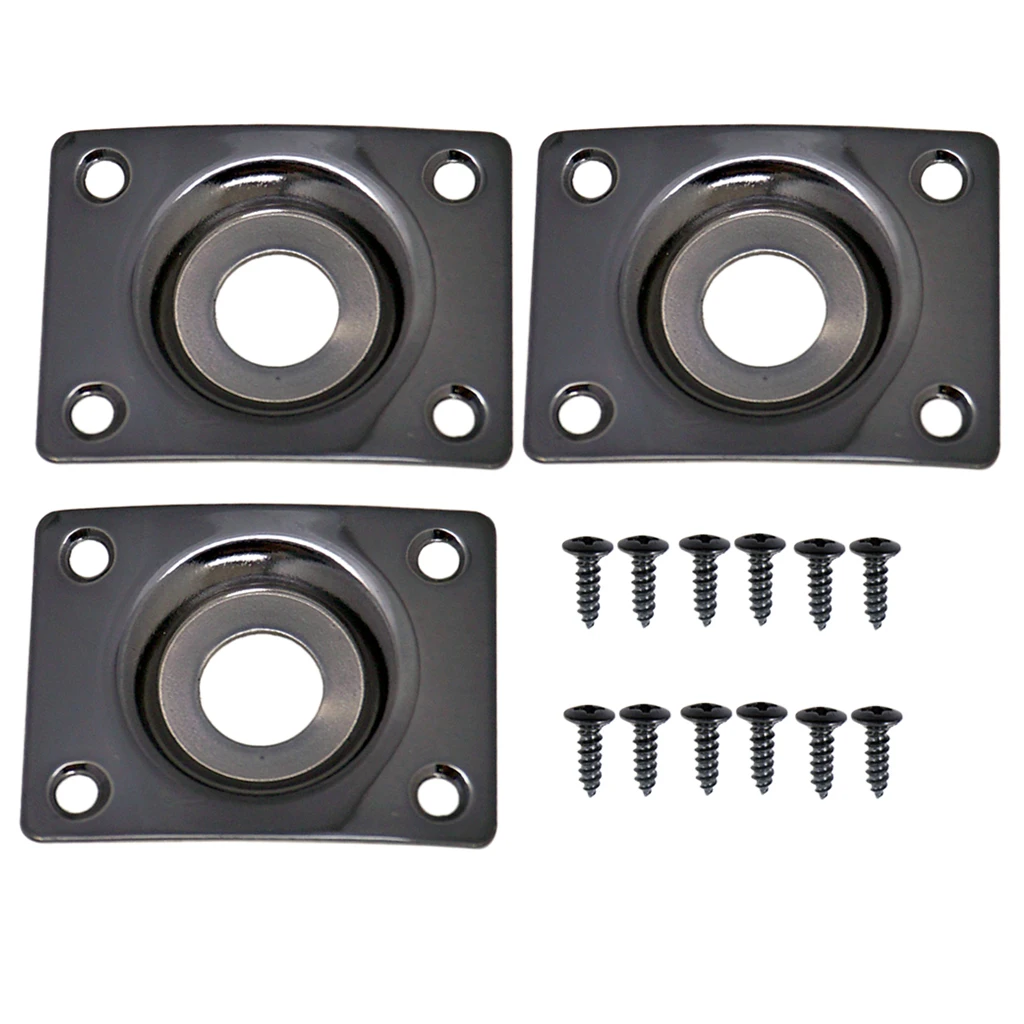 3pcs Rectangular Electric Guitar Metal Jack Socket Plate for  TL Guitar Bass Parts Accessories 