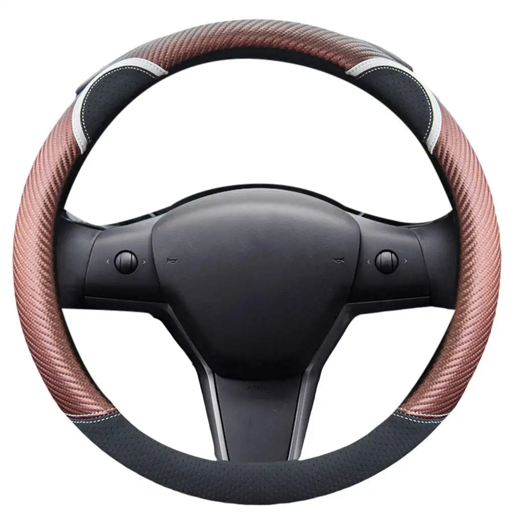 Car Steering Wheel Cover Cute Summer Breathable Auto Parts Protector Decoration for Tesla