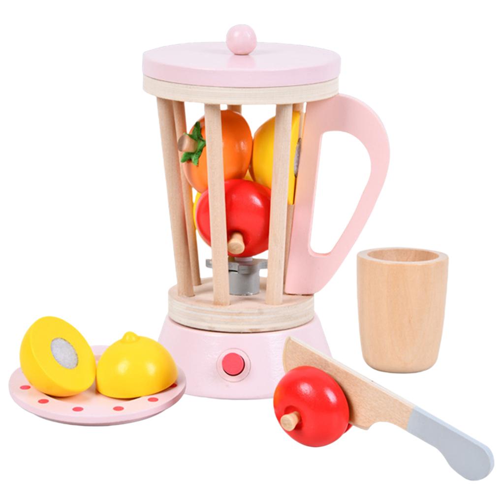 Wooden Kids Blender Toy, Educational Toys Pretend Role Play Play Food Set Play House Toy for Ages 3+ Promoting Fine Motor Skills