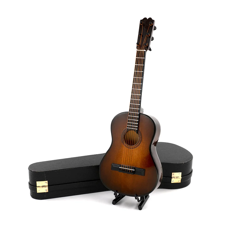 Braune Miniatur Holz Gitarre Mini Musikinstrument