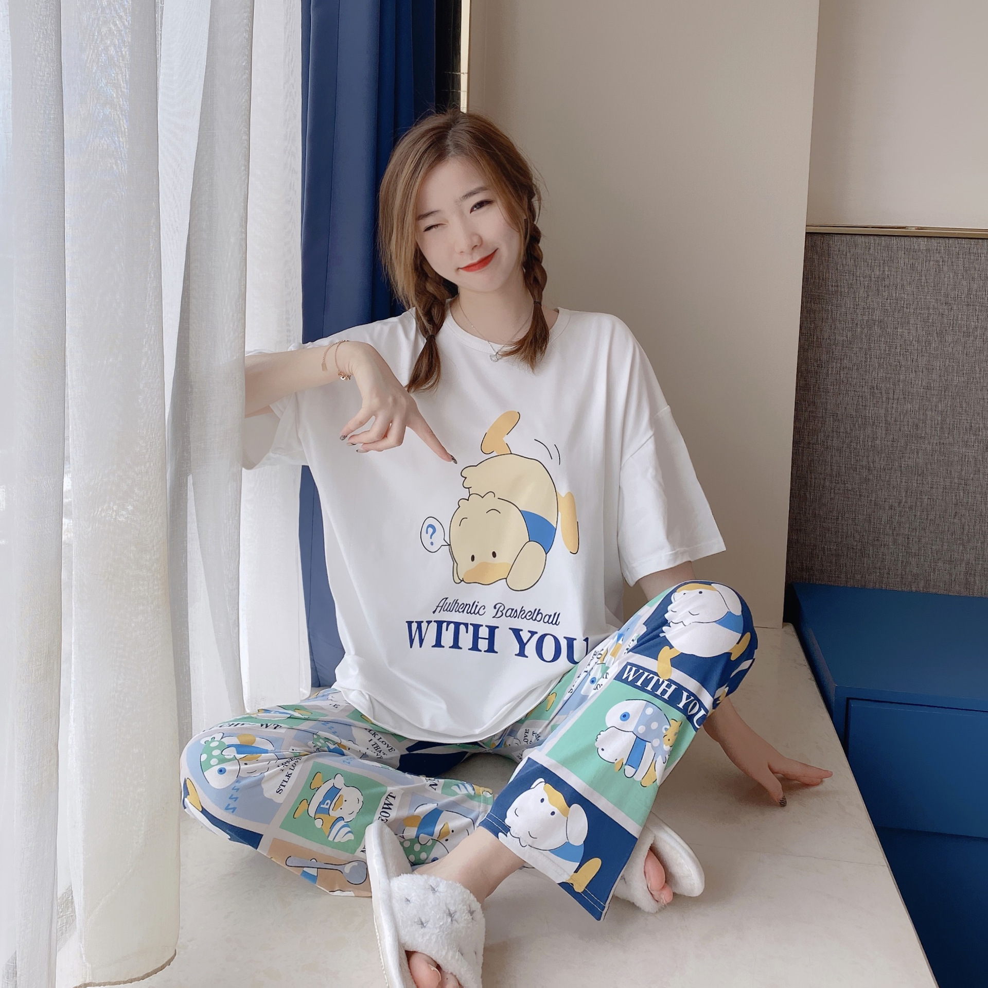 Originais da Disney Minnie e Mickey Calças de Manga Curta de Verão para Casa Pijamas Winnie Pooh Dumbo The 6 High Quality Mamãe e Bebê