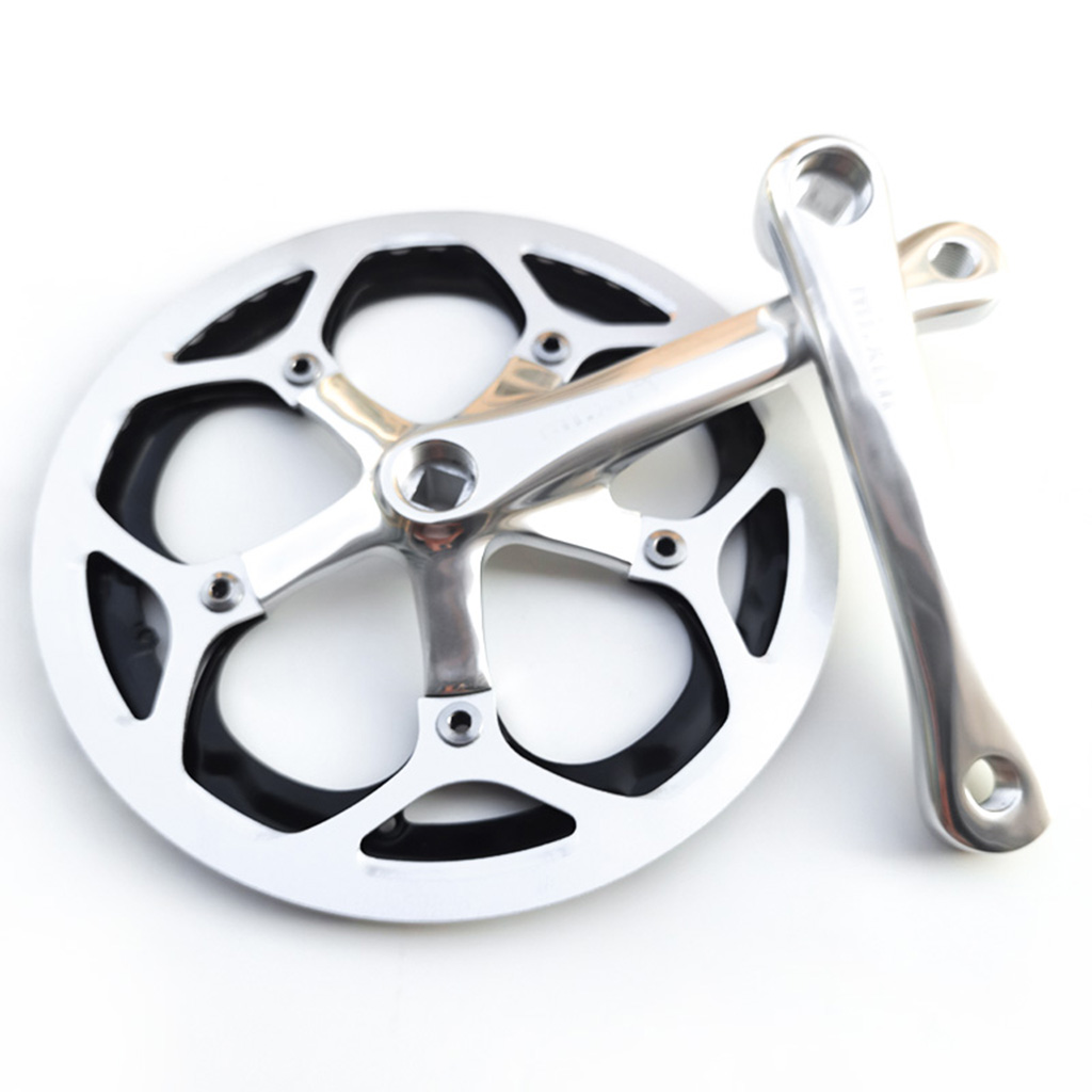 Bike Crankset Set 53T 170mm Crankarms 130 BCD Bicycle Crank Set Chain Ring Wheel Guide