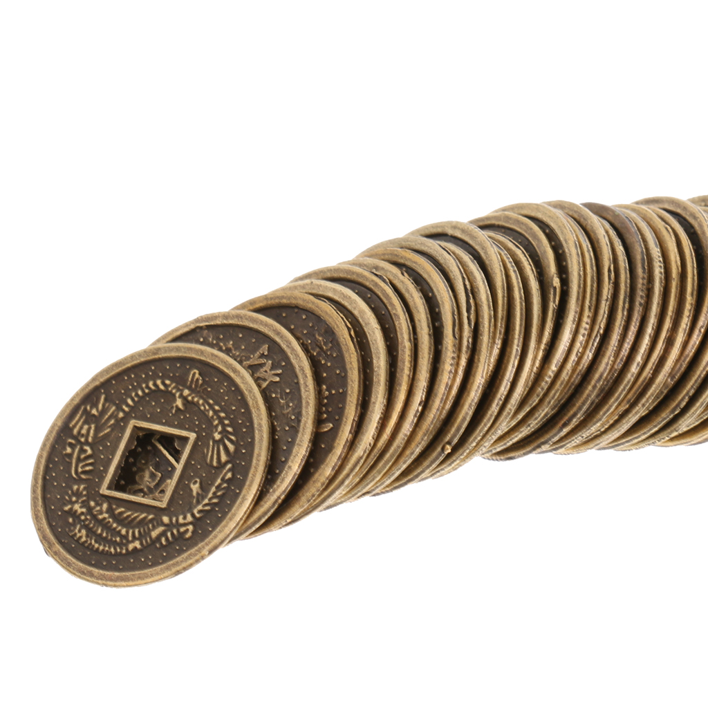 50 Pieces Alloy Chinese Fortune Auspicious Coin Feng Shui I-ching Lucky Coins Artificial Souvenir Decoration 2cm Dia.