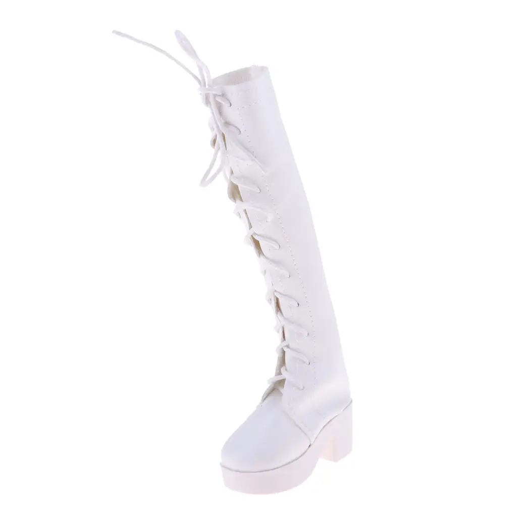Fashion Lace Up High Heel Boots White For 1/3  Doll Clothes Accs
