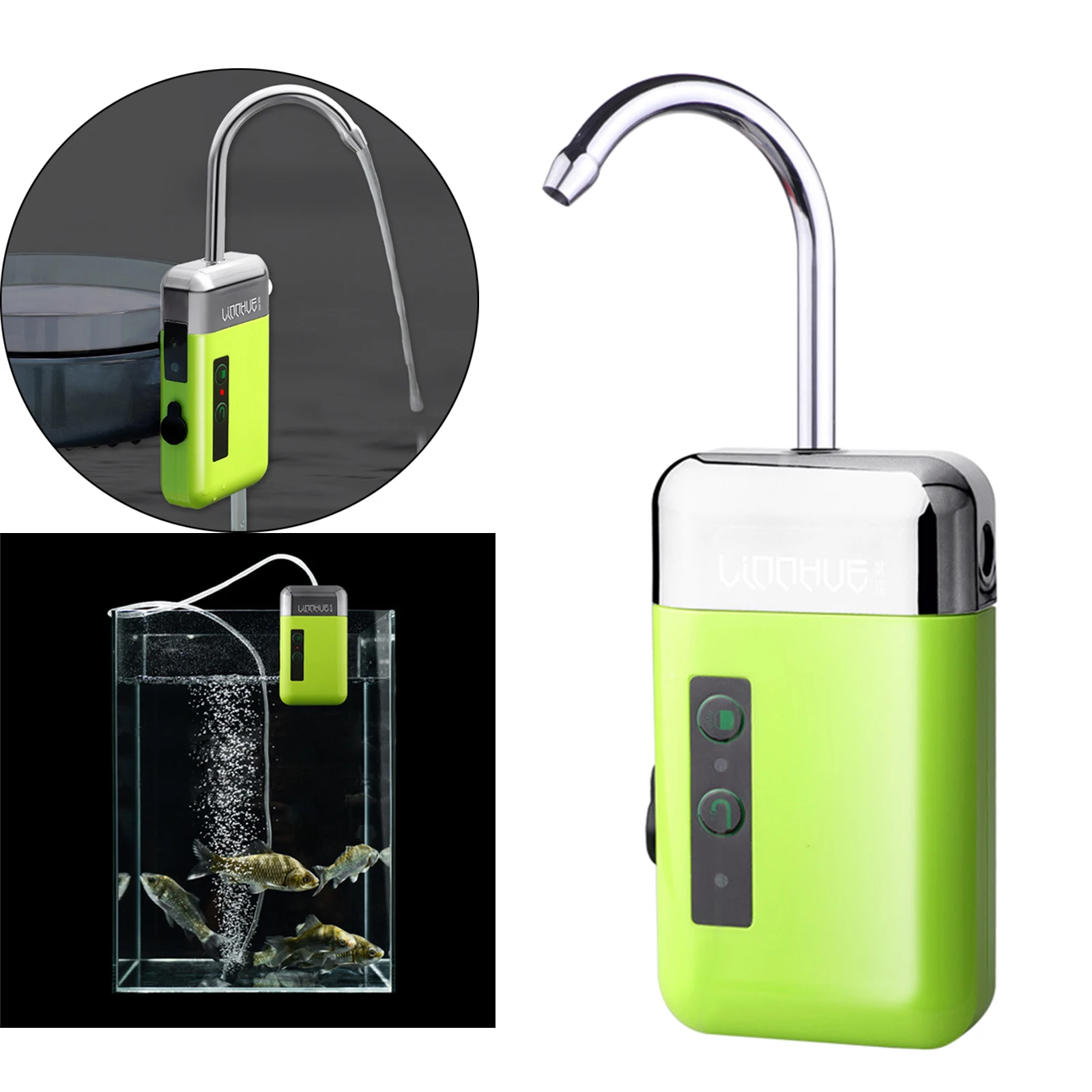 Outdoor Fishing Air Pump Portable Water Circulation Pump USB with LED Light