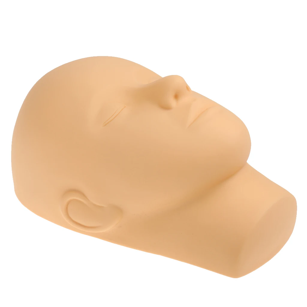 Bald Mannequin Head Beige Makeup Cosmetology Silicone Practice Training Head