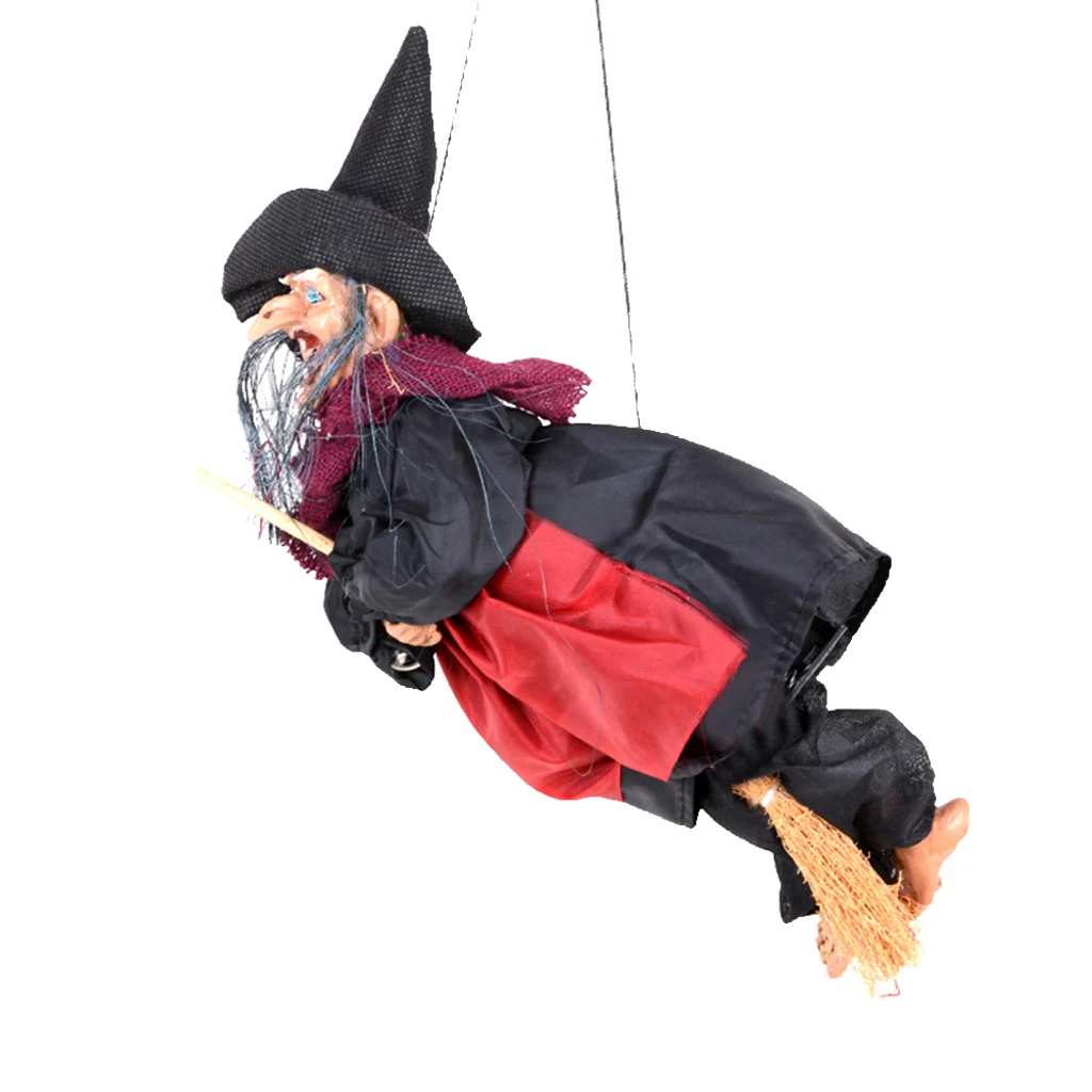 Halloween Flying Witch Hanging Decoration Horror Doll Activated Scary Voice Control for Party Indoor Cosplay Anniversary