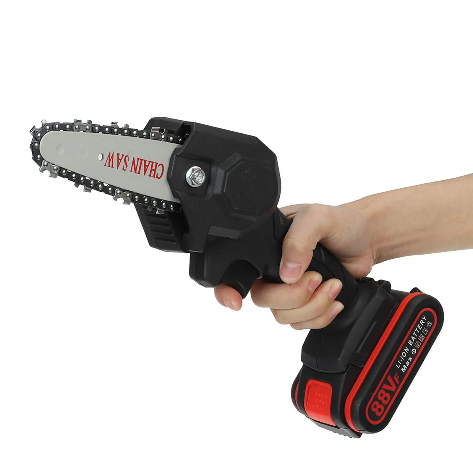 88V 1200W 6 Inch Electric Cordless Chainsaw Chain, Electric Saw for Garden Cutting, One-hand Saw