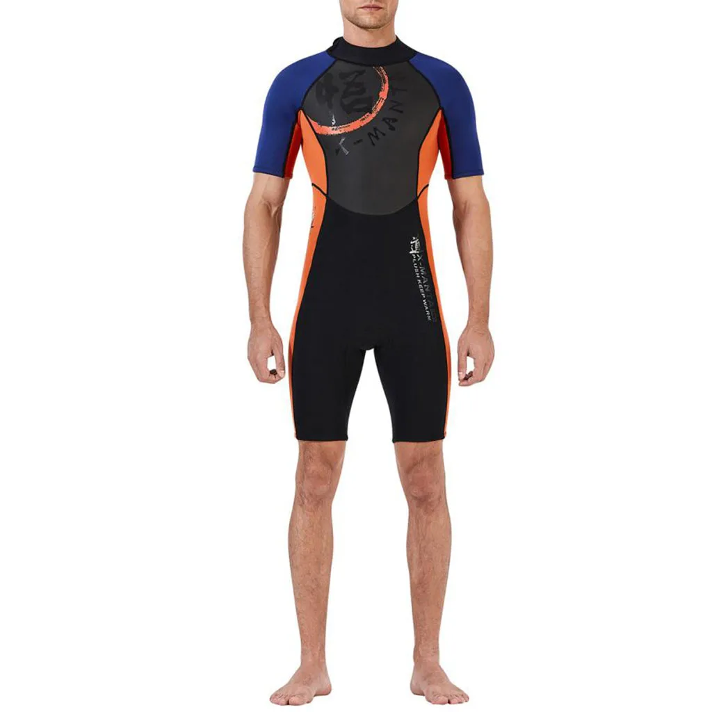 Esquirla Men Short Sleeve Wetsuit 3mm Neoprene Fullsuit Coat for Surfing Diving Scuba 