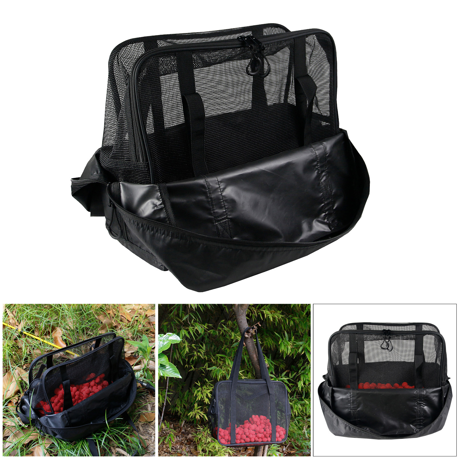 Portable 2 Mesh Layer Drying Totes Bag Dry Net with Zippers Outdoors Fishing Camping Picnic Foods Cookware Storage Dries Net