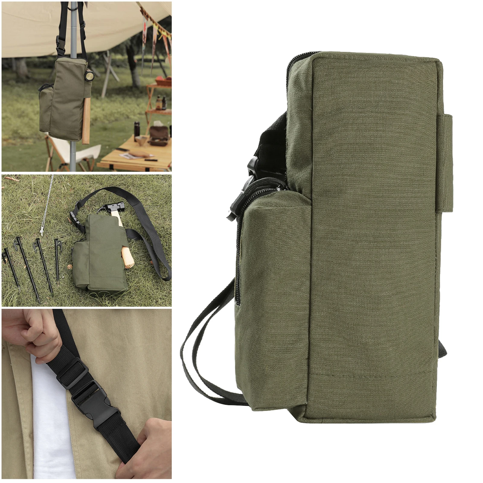 Portable Canvas Tent Peg Storage Bag Stakes Organizer Case Wind Rope Hammer Pouch Fishing Accessories