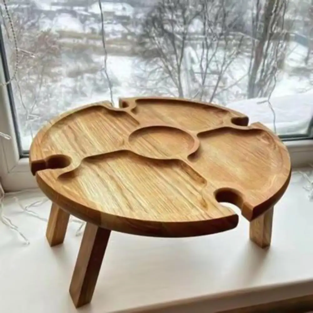 Mesa dobrável portátil de madeira ao ar
