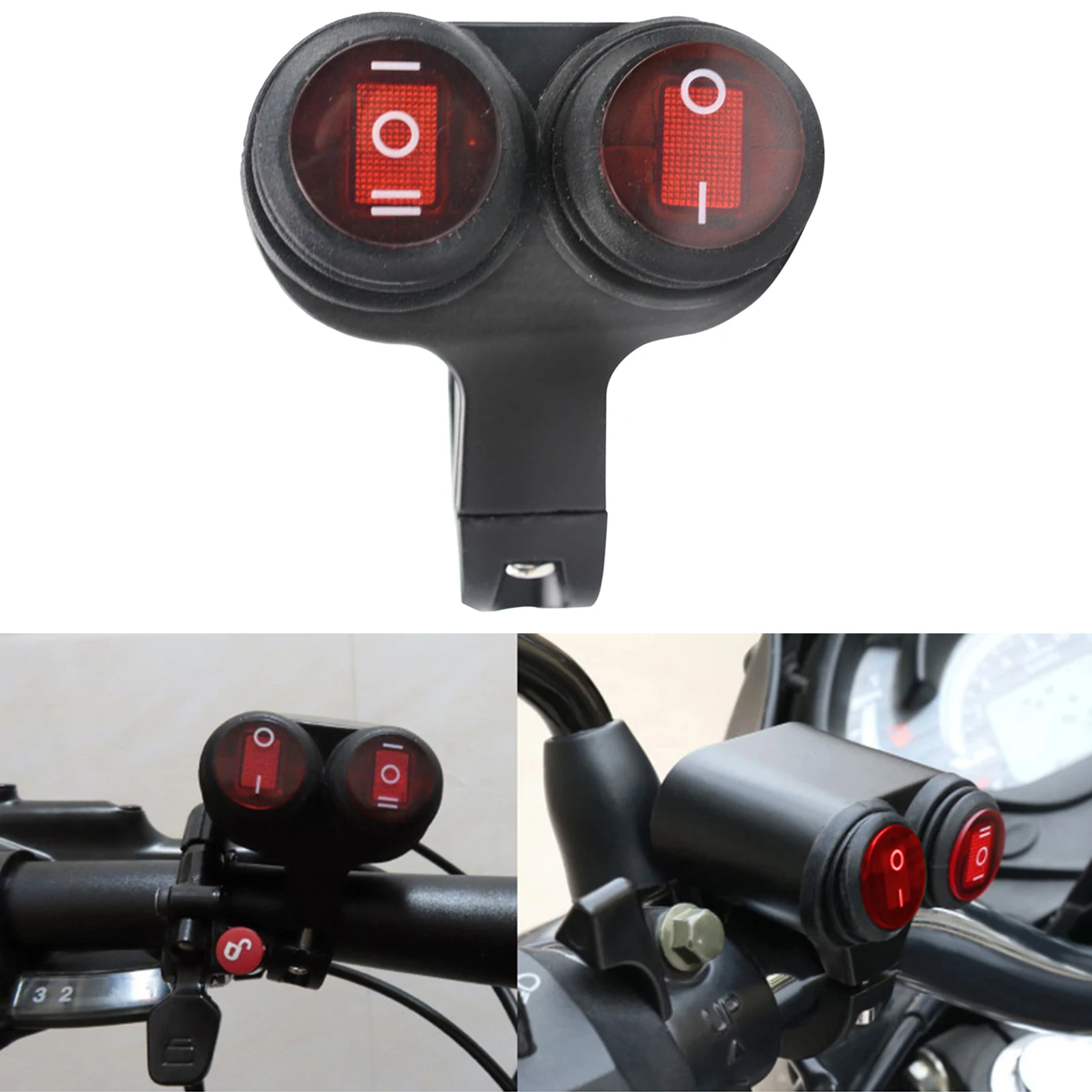 22mm Motorcycle Handlebar Hazard Brake Fog Lamp Spot Light On Off Switch 12V Waterproof Aluminium Alloy Motorcycle Switch Parts