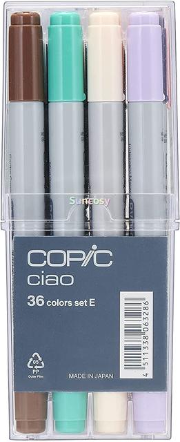 JP Copic Sketch Markers 12/24/36/72 color,fast drying,non-toxic  markers,Durable polyester nibs,Available in several color sets