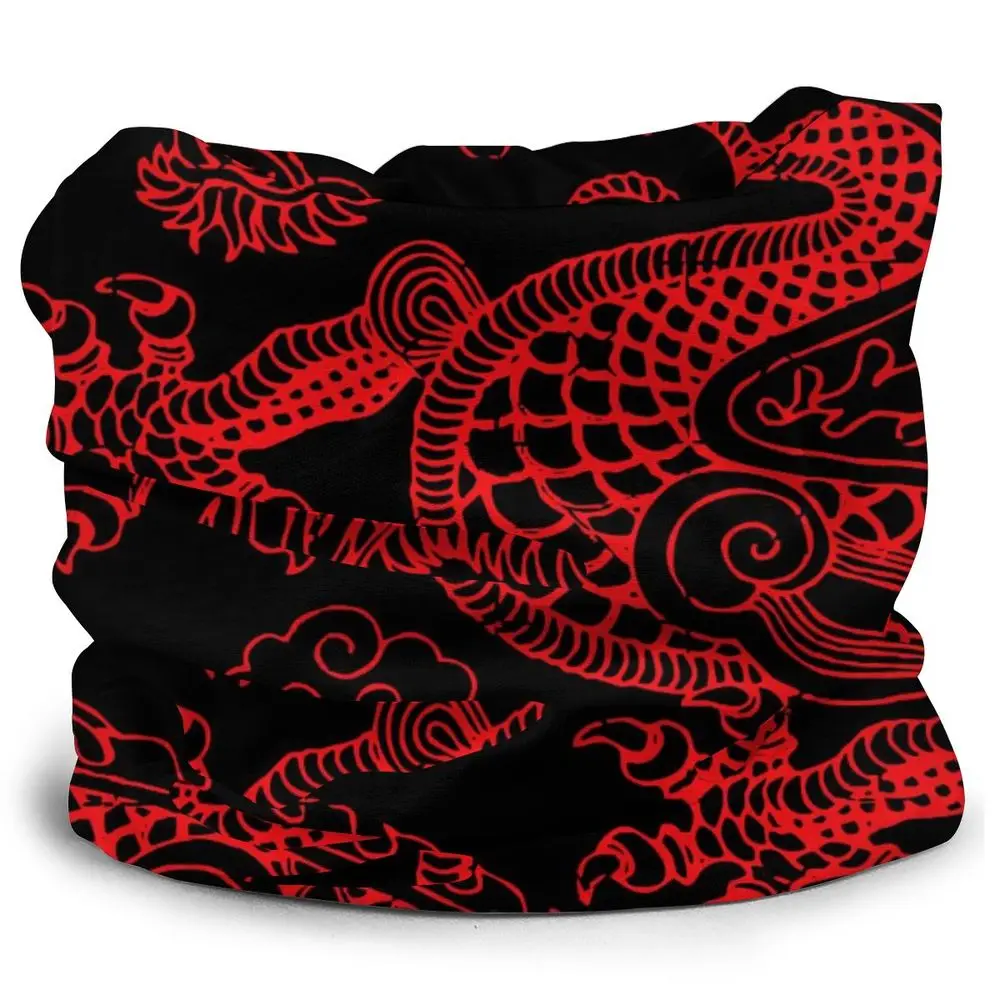 mens red scarf Chinese Red Dragon Magic Scarf Half Face Mask Men Women Halloween Neck Gaiter Tubular Bandana Polyester Headwear Cycling Camping head scarves for men