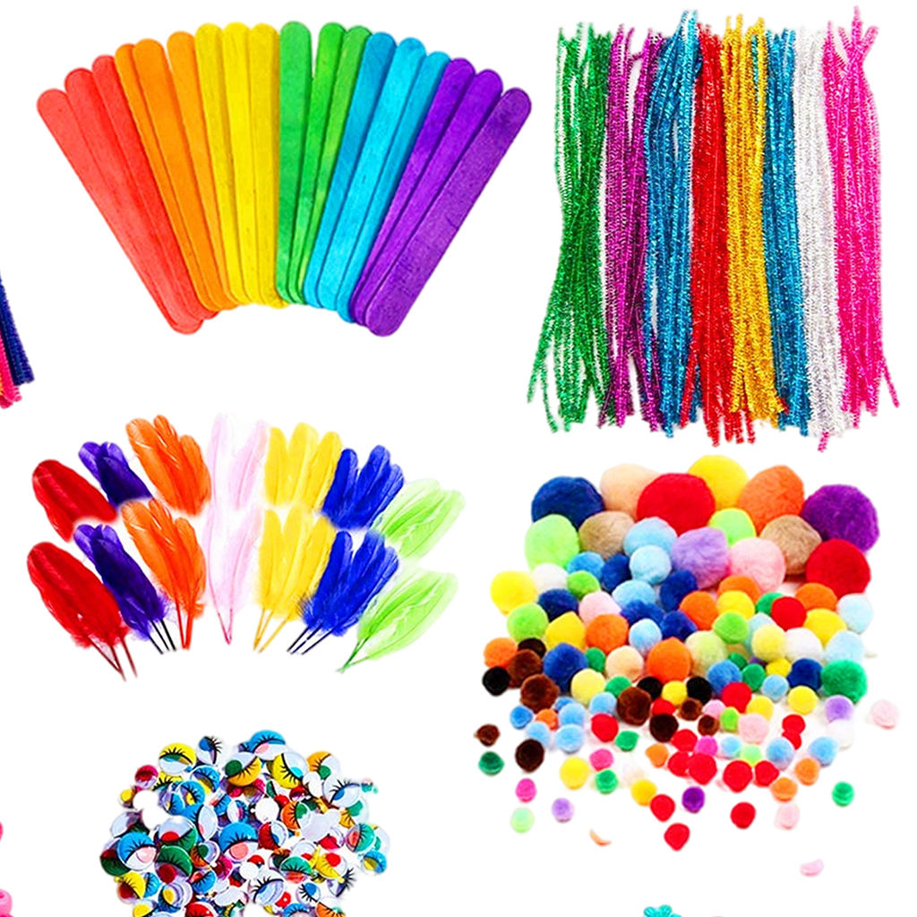 Complete DIY Crafts Kit Crafting Materials Homeschool Supplies Set Pipe Cleaners for Adults & Kids