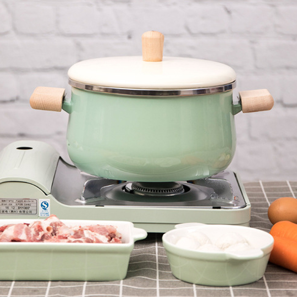 Enamel Milk Pot Milk Pan Saucepan Warmer with Lid Kitchen Stockpot Soup Noodle Baby Food Sauce Porridge Cooking Pan Pots