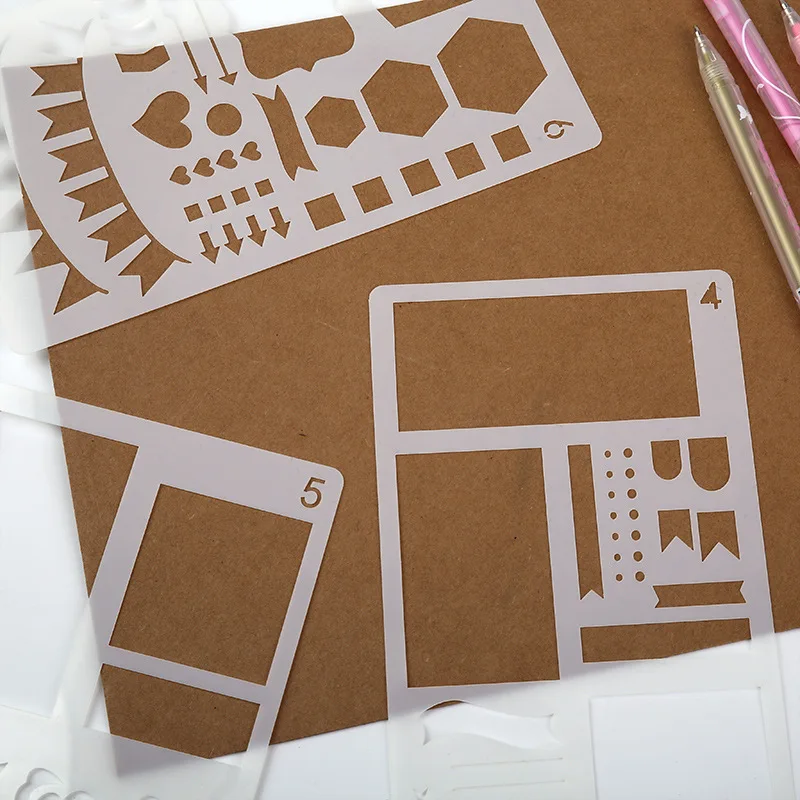 Plastique Pochoir Creux Règle Modèle Scrapbook Journal DIY Paper Carte Stencils 