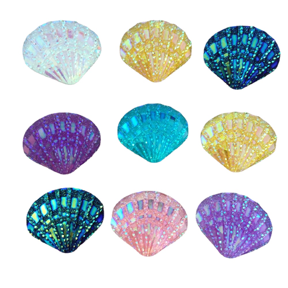 40PCS Glitter AB Harz Kristall Shell Flatback Strass Scrapbook Verschönerung DIY Hochzeit Applikationen Handwerk Liefert – Detail 3