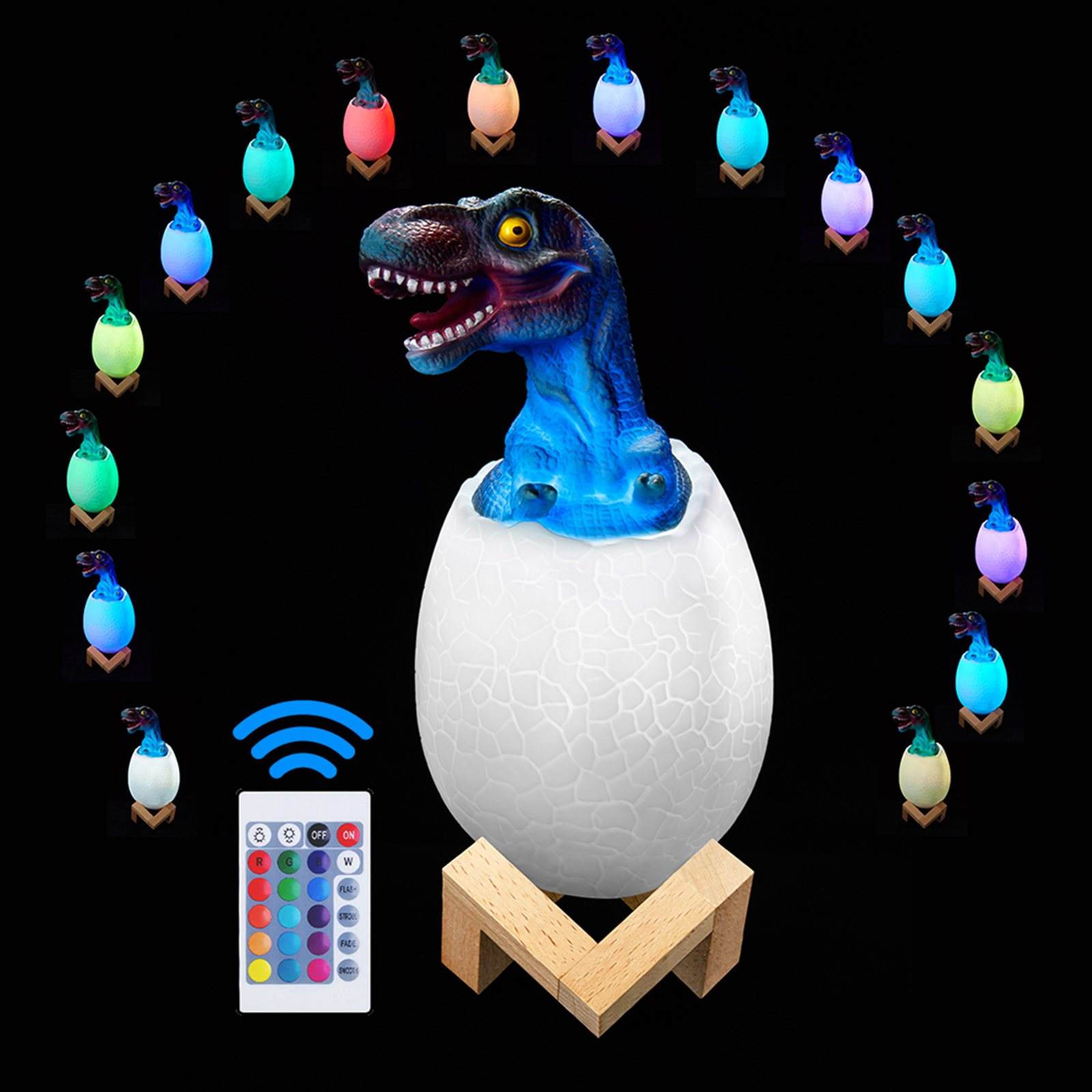 3D Printed Dinosaur Egg LED Night Lamp Remote Control USB Rechargeable Dinosaur Lamp For Children's Lights Night