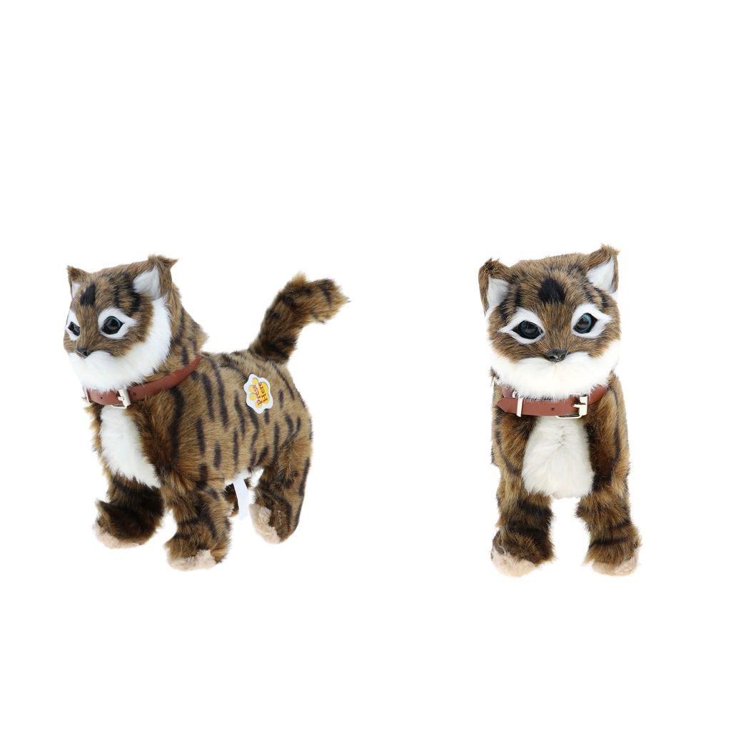 2PCS Lifelike Cat Meow Wagging Electronic Stuffed Animal Toys Plush Cat Dolls