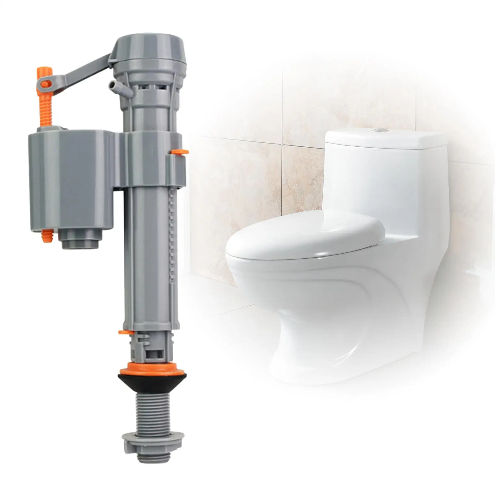 Toilet Fill Valve Easy Install Adjustable Height Bottom Siphon Fill Float for Replacement Parts