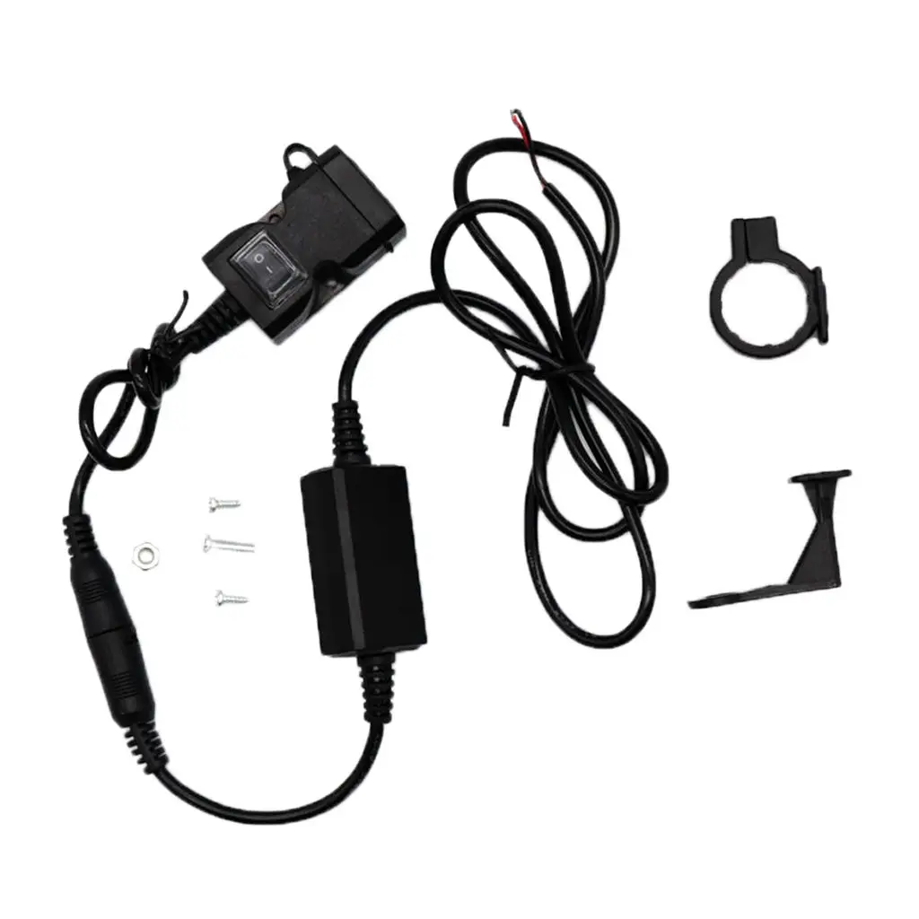 Motorcycle Handlebar 5V 3.1A Dual USB Phone Charger Socket Switch Waterproof