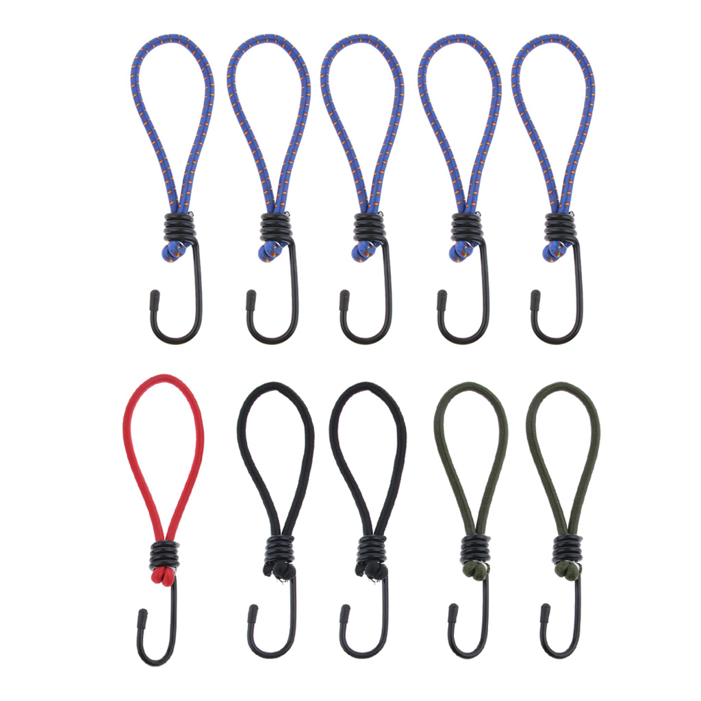 5 Pcs Bungee Hook Tie Tarpaulin Elastic Stretch Cord Straps With Hook for Camping & Hiking Tents Shelters Accessories