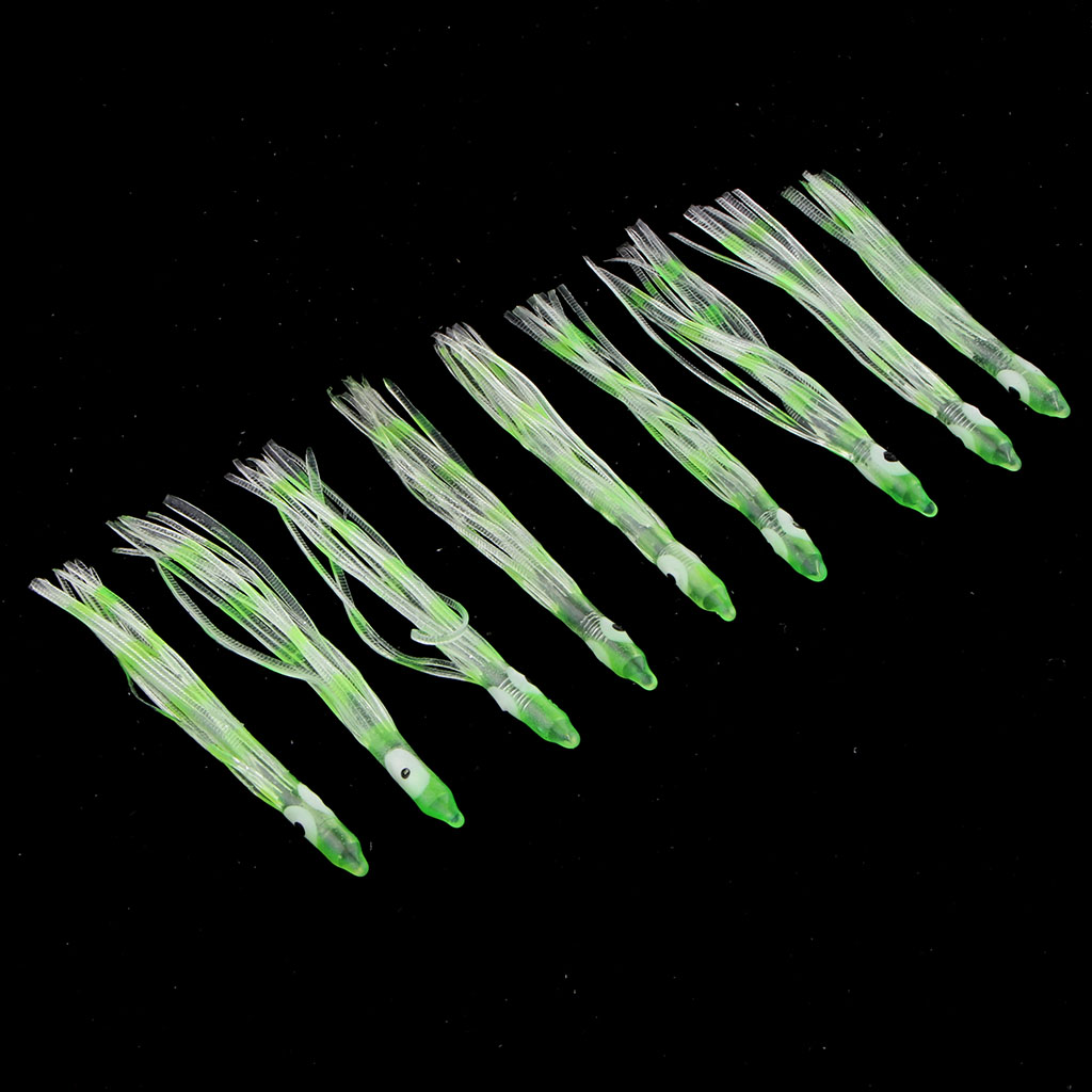10pcs Silicone  Octopus Skirts Squid Skirt Trolling Lures Soft Lures 9cm for Tuna, Marlin, Wahoo