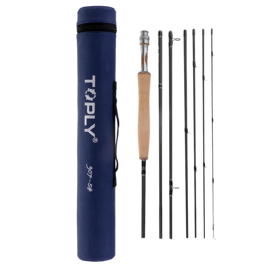 7 Sections Carbon Fiber Fishing Rod Cork Handle Fly Fishing Rod 2.7m Fly Rod with Tube