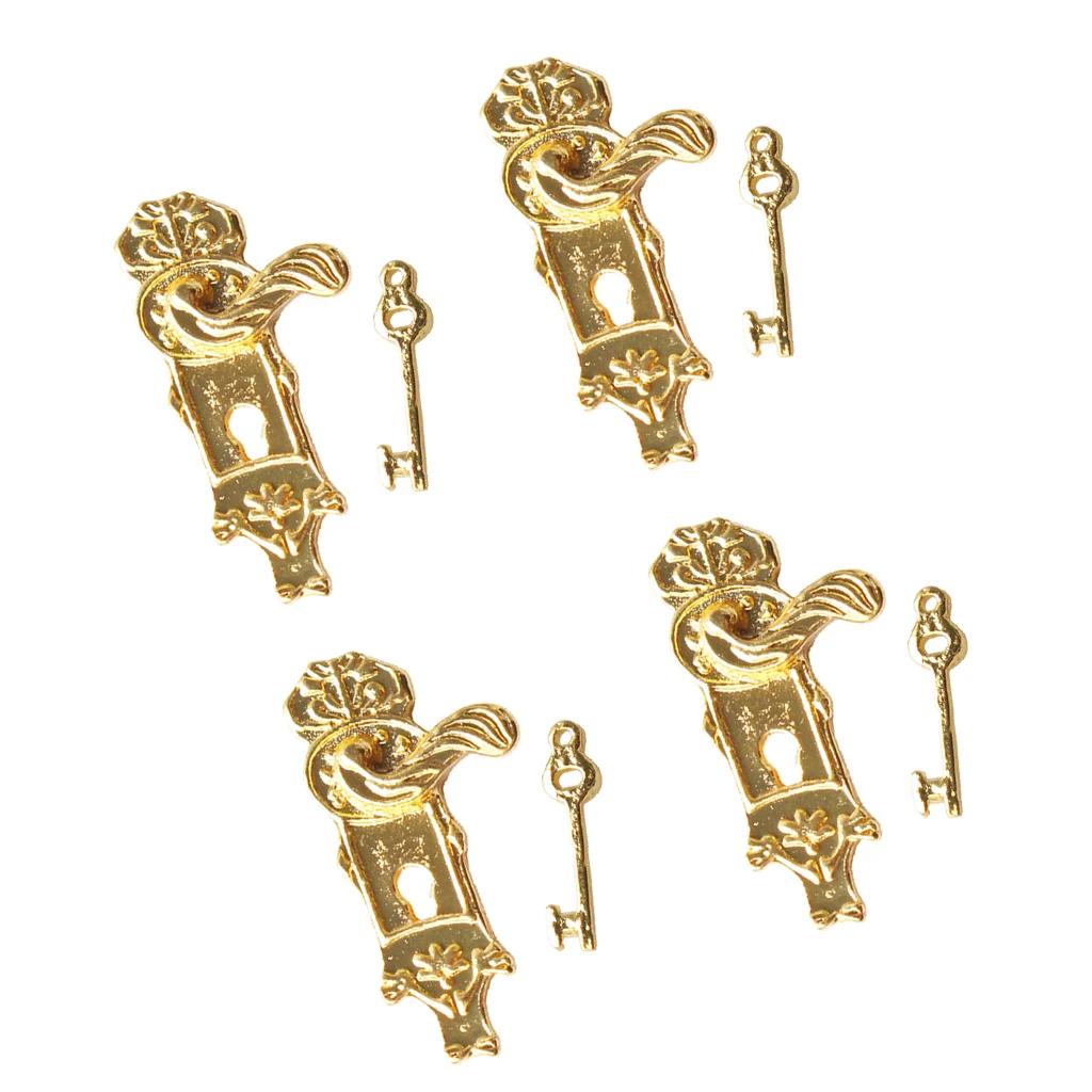 4Sets     Miniature     Vintage     Door     Lock     with     Key     for     1
