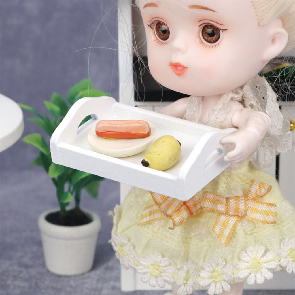 1:12 Dollhouse Serving Tray Birch Wood BBQ Food Trays Furniture Decor Toy