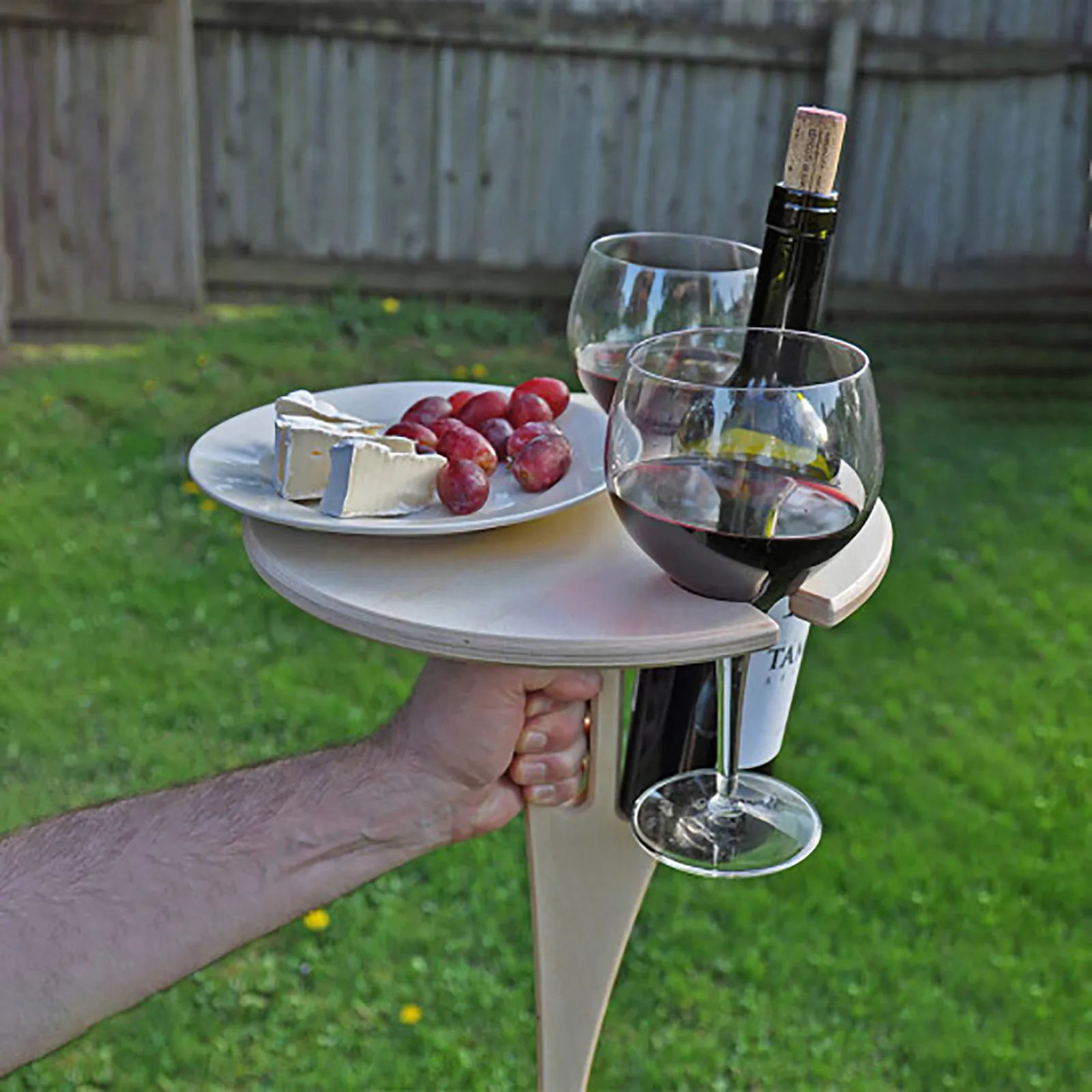 Foldable Portable Outdoor Wine Table Picnic Table Wine Glass Holder Garden Trip#