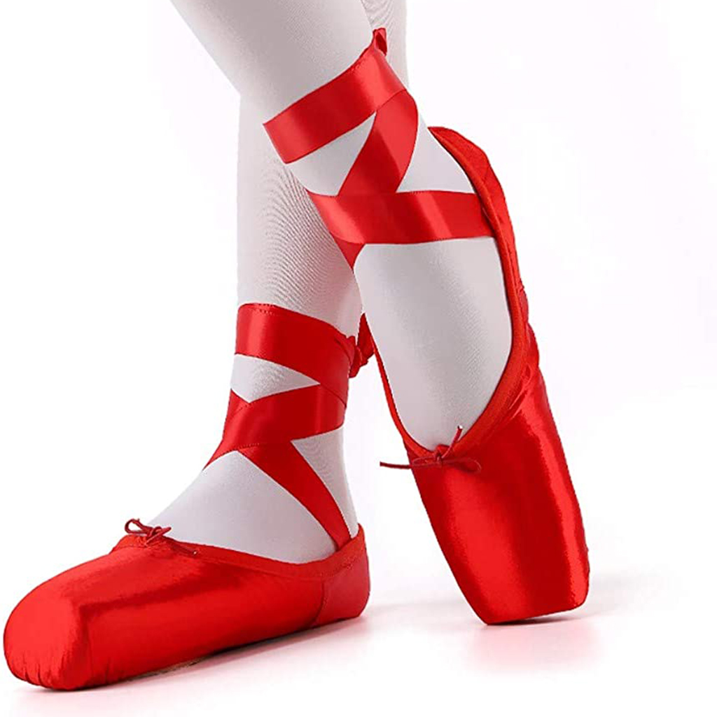 Professional lace ballet dance shoe made of leather with flat lace