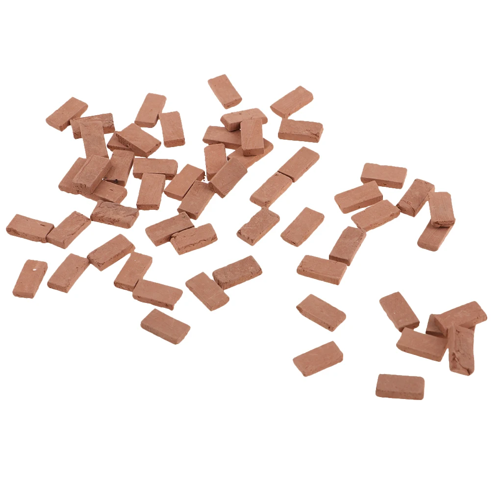 Decorative 50x Mini Red Bricks Model Kits 1/35 Land Layout Scene - 1.1x0.6cm