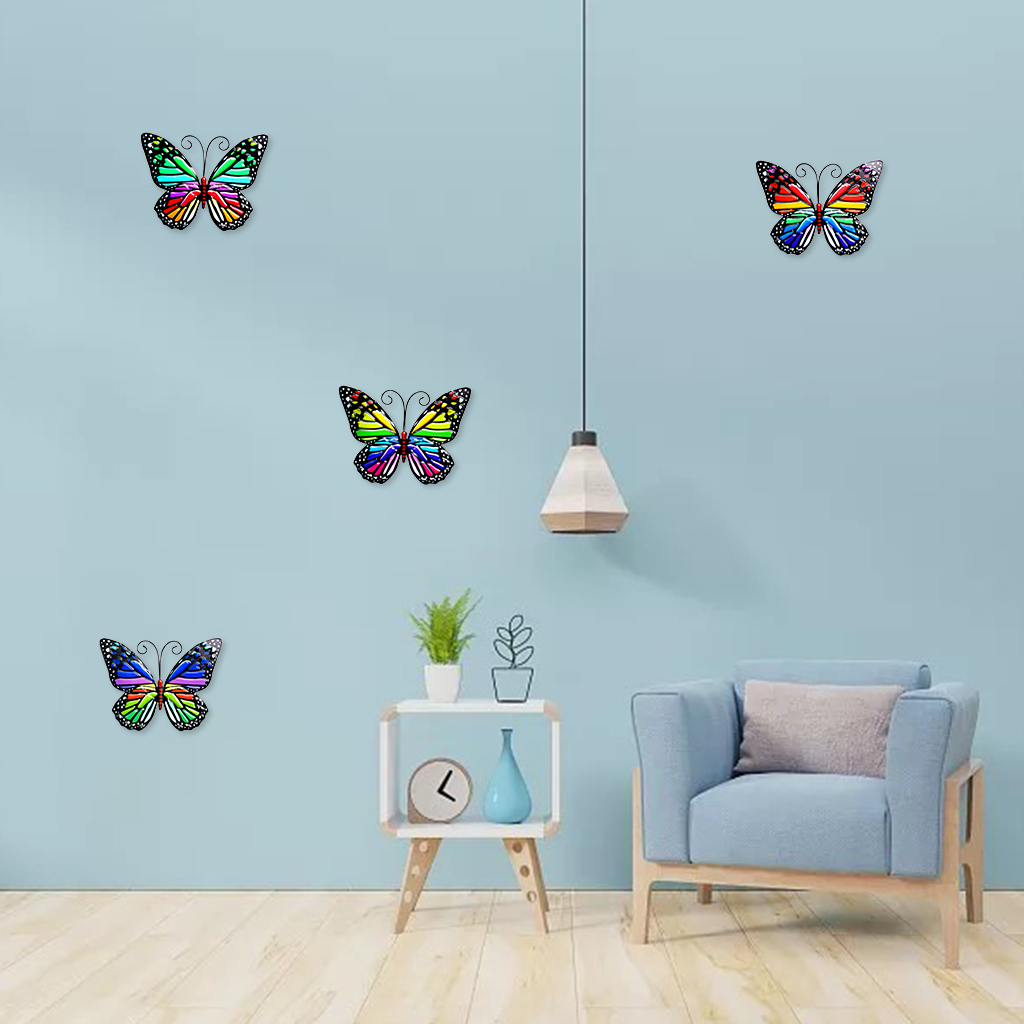 4x Butterfly Garden Wall Decor Yard Patio Fence Sculpture Hanging Decoration