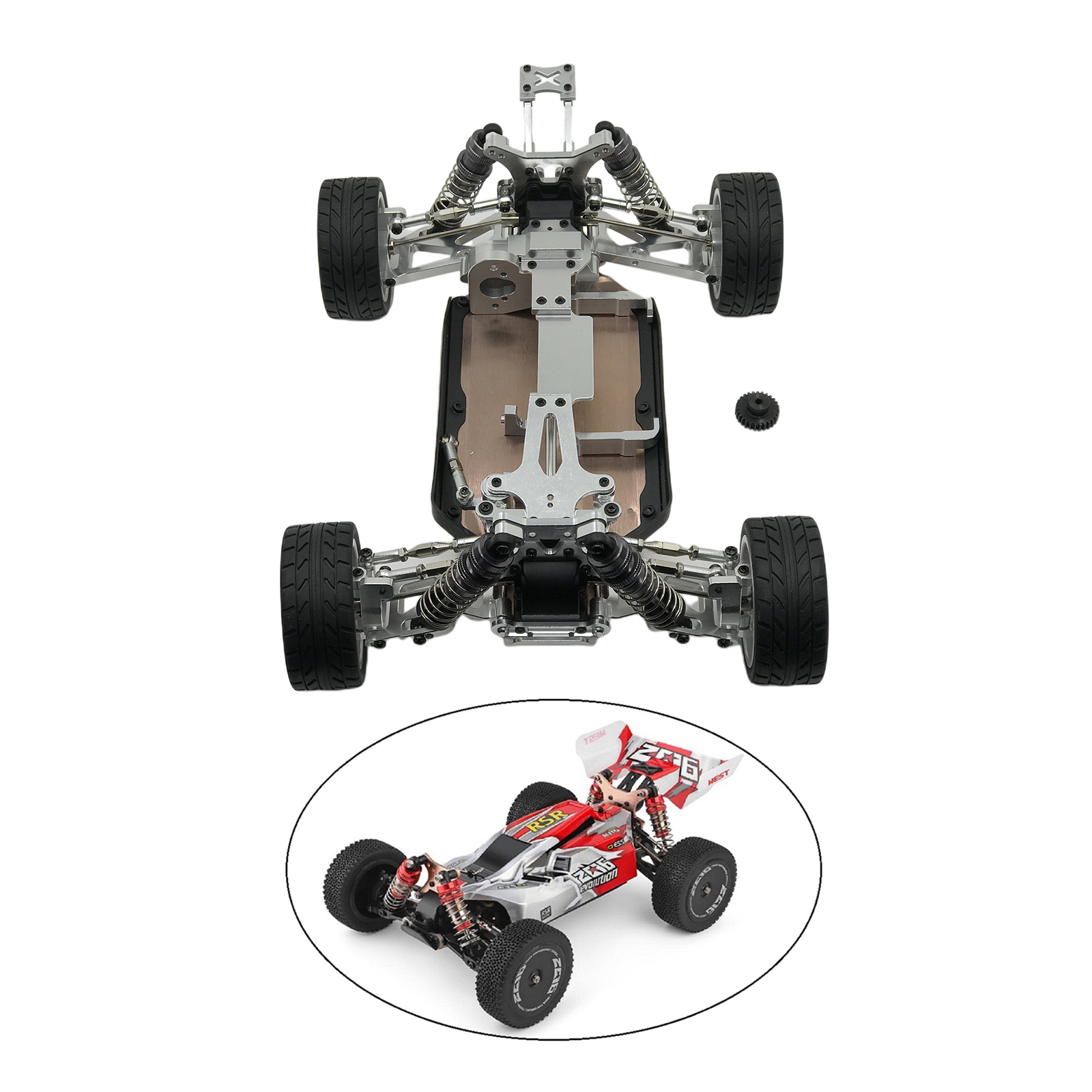 Fit for 1:14 Scale WLtoys 144001 Metal RC Car Body Frame Off-Road 4WD Crawler Climbing Buggy Car Assembled Chassis Upgrades
