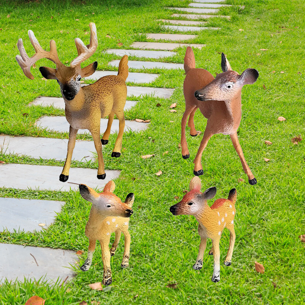 4pcs/set Realistic PVC Wildlife Deer Animal Model Toy for Kids Ages 3-8 Creatures Action Figurines Zoo Pack