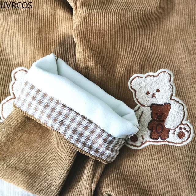 Corduroy Pants Women Spring 2021 Kawaii Pants High Waist Trousers Teen  Girls Embroidered Cute Cartoon Wide Leg Pants -  Finland