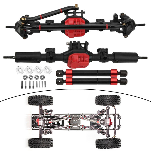 Jeu D'essieux Avant Et Arrière En Métal Pour Voiture RC, Pièces De Mise à Niveau Pour Voiture MN D90 D91 99s Fj45 1 12 Rc Argent Rouge 95101685