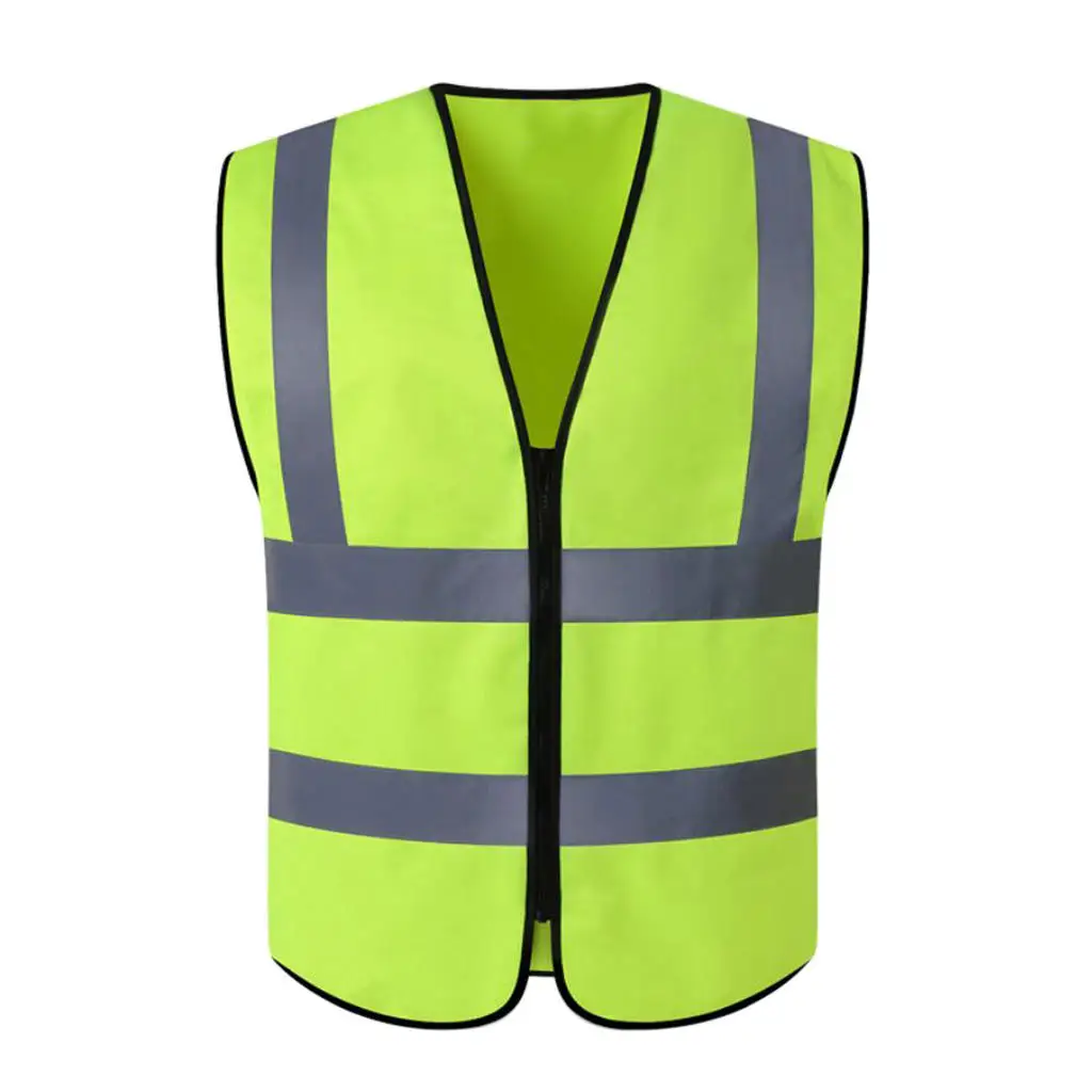 Reflective Safety Vest, Bright Neon Color with Reflective Strips - Zipper Front, 5 Colors Available