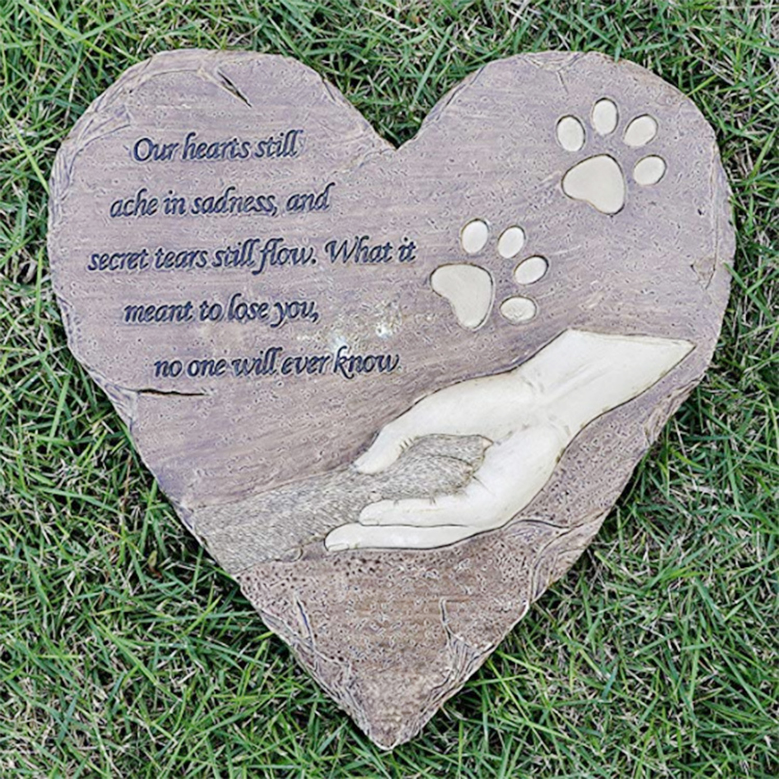 Pet Memorial Stone Paw Print Dog Grave Marker Puppy Backyard Yard Tombstone Pet Loss Sympathy Stepstone Pets