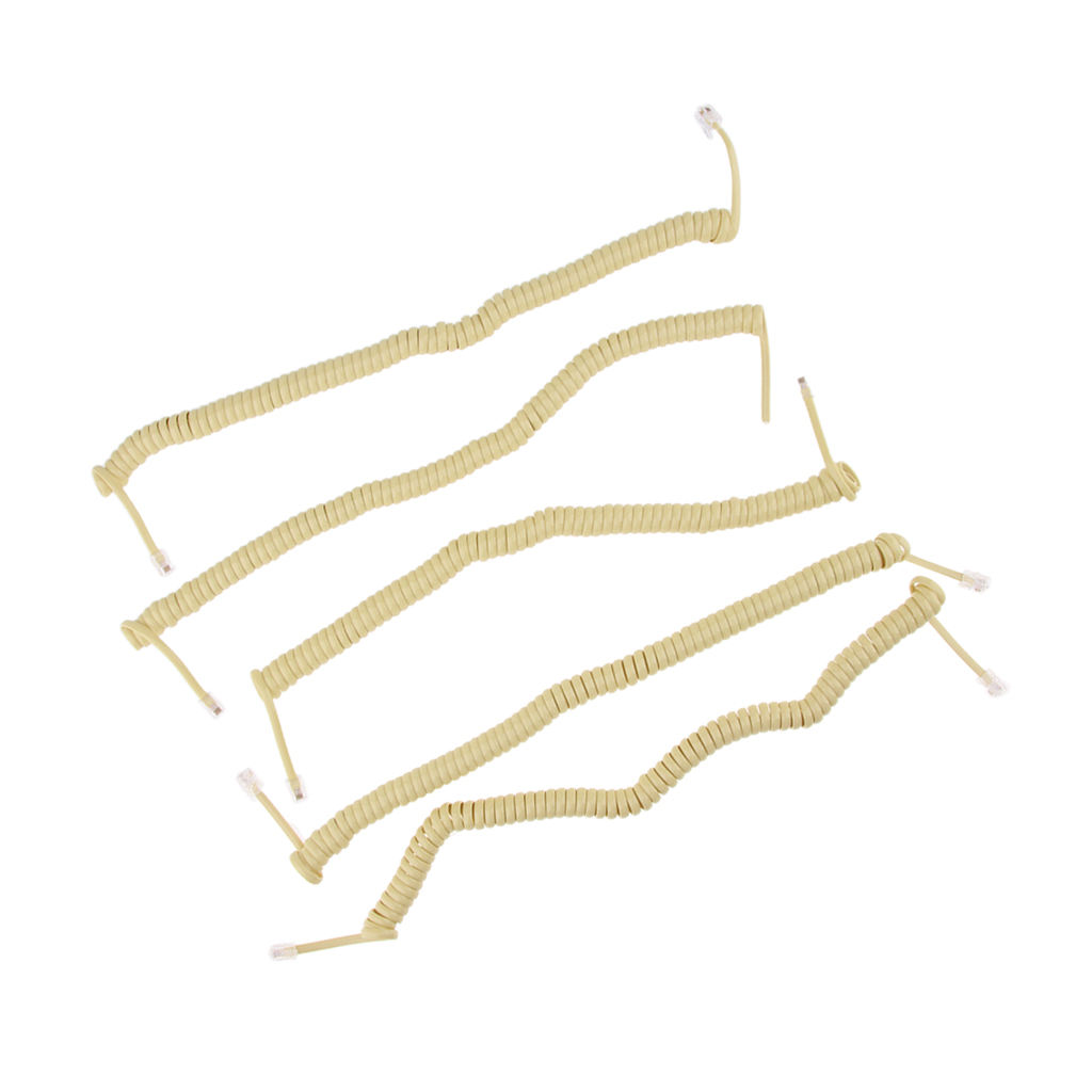 5Piece Telephone Handset Cord Cable Spiral Coiled Length 1.15ft to 9.8ft